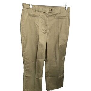 Womens Khaki Chinos Uniform Crop Pants Size 12 X 26.5 Long Rise LANDS END NEW